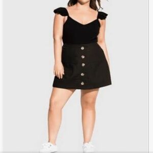 City chic above the knee button front skort- Olive